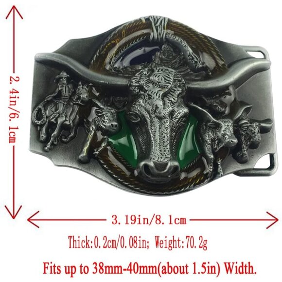 Men Green American Western Nickel Free Cowboy Celtic Vintage Animal Belt Buckle - Picture 2 of 7